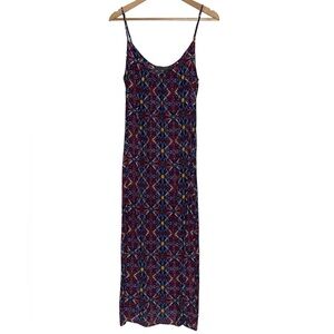 TYSA Long Perfect Adjustable Strap Rayon Maxi Dress in Bold Geometric Print - S